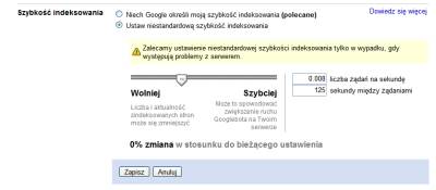 Narzędzia dla Webmasterów - Szybkość indeksowania